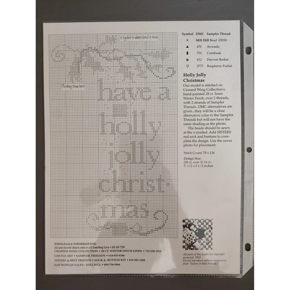 Sisters & Best Friends HOLLY JOLLY CHRISTMAS Cross Stitch Pattern Stocking SBF18